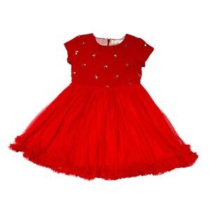 Mini Boden Red Velvet and Tulle Sequin Party Dress Size 5/6
